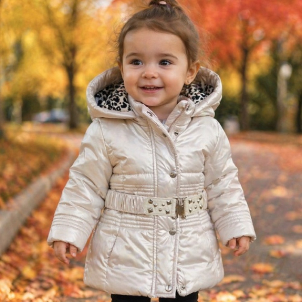 ⛄️~ GUESS Hooded Winter Warm Coat 12mo Gray/Silver